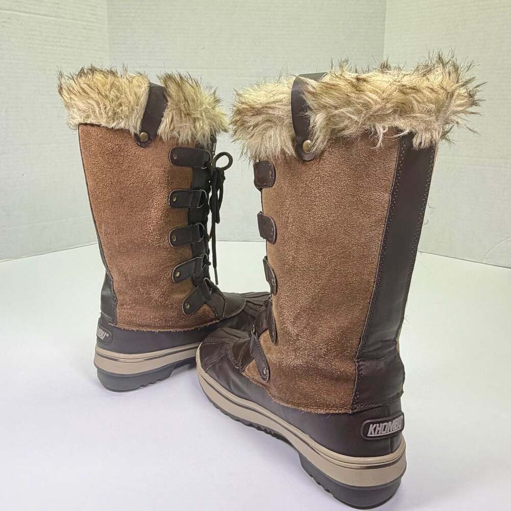 Khombu Women's Nordic 2 Tall Winter Boots, Brown Faux Fur Leather & Man-made Siz - Picture 2 of 13